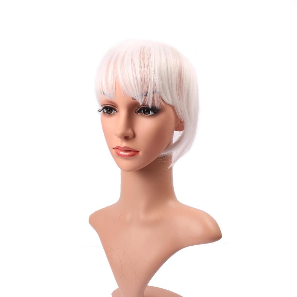 DELICE Clip de mujer en flequillo recto limpio sintético Romo flequillo accesorios para el cabello: Blanco