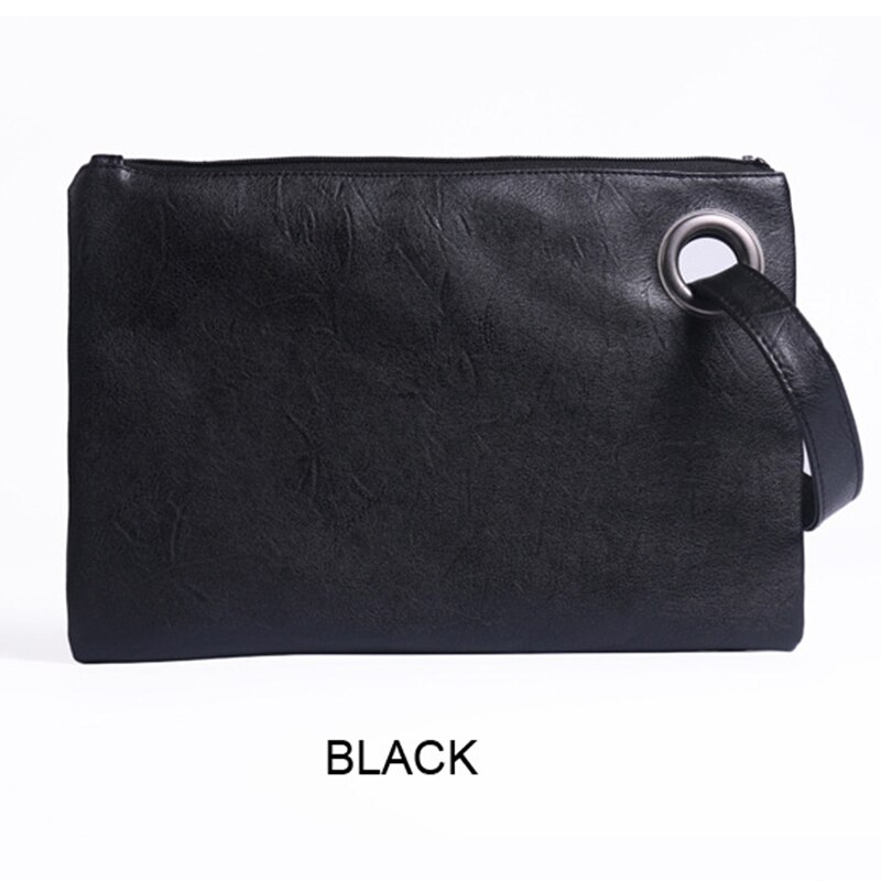 Solid Handbag Women's Clutch Bag Leather Women Envelope Bag Zipper Evening Bag Female Clutches Handbag Torebki Damskie: Black