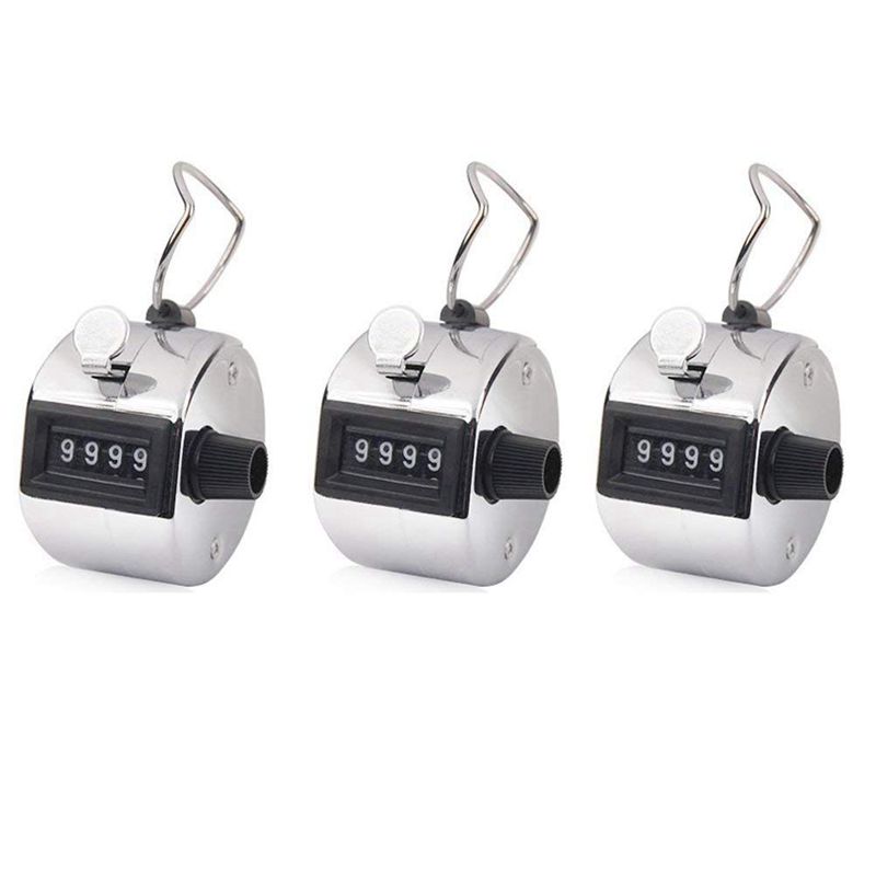 Hand Tally Counter, 3 Pack 4 Digit Hand Held Tally Counter Clicker with Finger Ring: Default Title