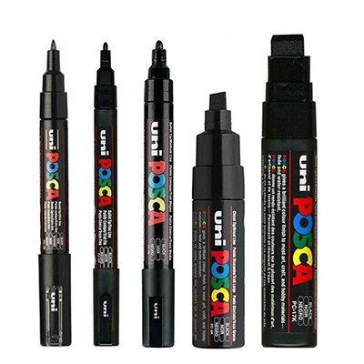 5 stk/sett uni posca tusj penn blande maling penn 5 størrelser stk -1m/3m/5m/8k/17k maleri pop plakat reklame penn skrivesaker