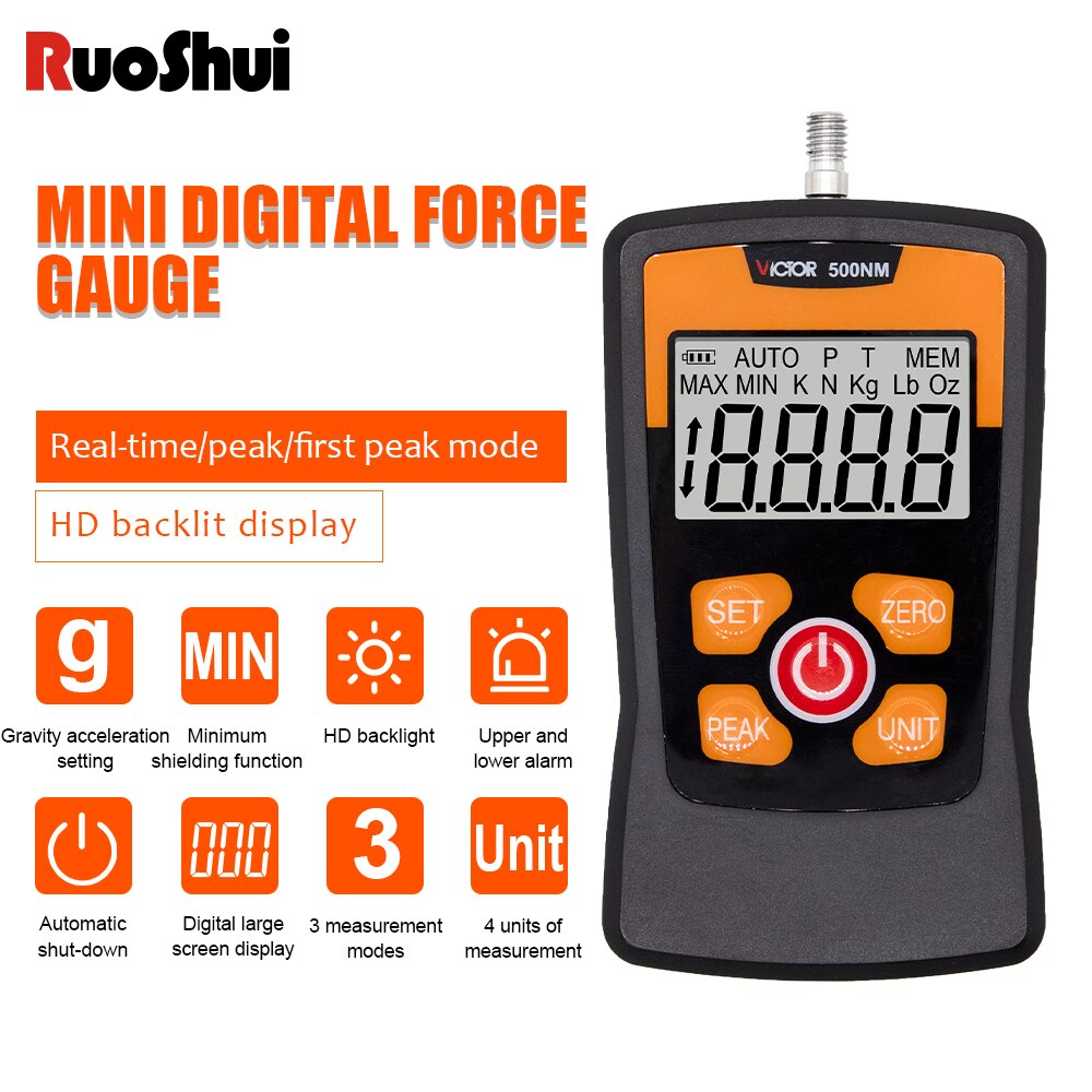 Digital Force Gauge Thrust Spring Tension Tester 100N/500N Pressure Tensile Machine Testing Measuring Instrument Push Pull Meter