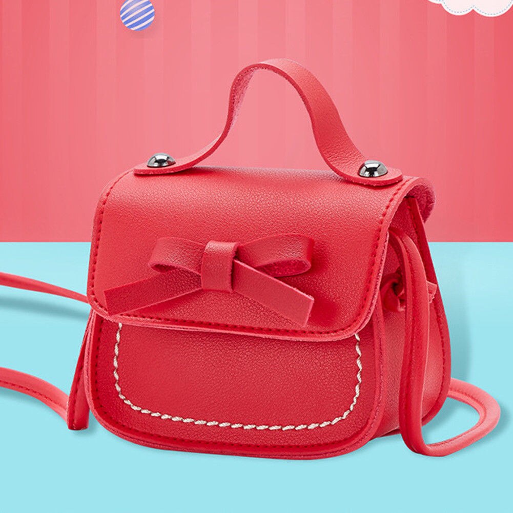 Ons Kinderen Meisjes Strik Schoudertas Crossbody Sling Pu Lederen Portemonnee Handtassen: Rood