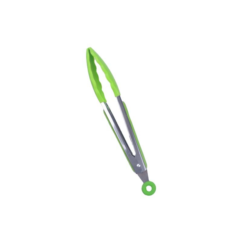 9/12Inch Stainless Steel Silicone Food Tongs Non-Slip Cooking Clip Salad Serving Bbq Tools Grill Tongs Multiuse Kitchen Tool: 9Inch Green