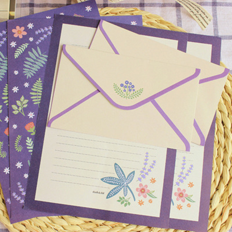 1 Set Flower Floral Envelopes Letter Pad Set Chancery Paper Letter Paper for Writing Letter Set Stationary Office School Supplie