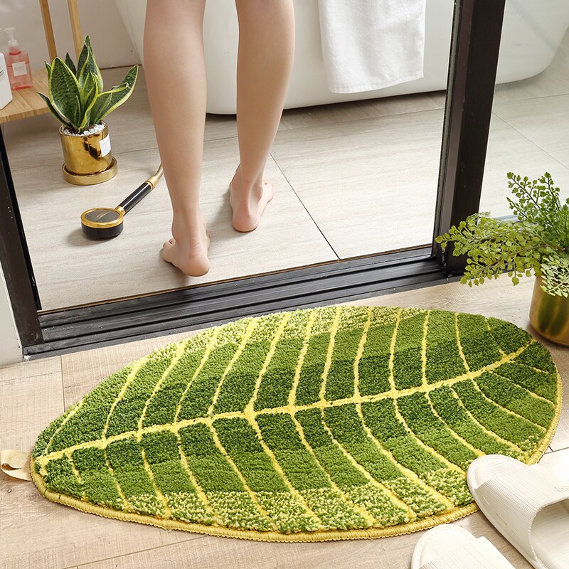 Feuille de banane tapis de bain Super doux absorbant tapis de bain tapis de sol anti-dérapant porte d'entrée décoratif tapis de porte tapis de cuisine