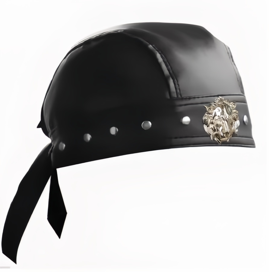 Casque de moto Bandana crâne en cuir noir – d'Halloween paresseux pour cosplay de motard urbain: YELLOW