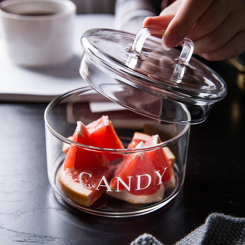 Nordic Heat-Resistant Glass Storage Jars with Cover Flamingo Candy Ice Cream Storage Bottles Kitchen DIY Salad Transparent Bowl