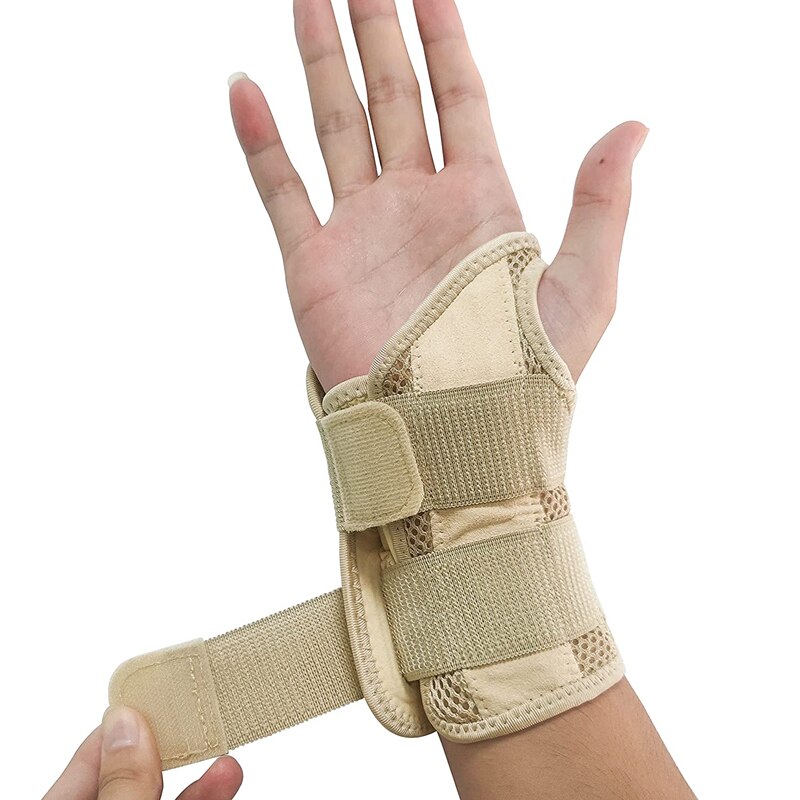 Handgelenk Unterstützung Gym Crossfit Bodybuilding Armband Hand Handgelenk Brace Schutz für Gewicht Heben Karpaltunnel Sehnenentzündung Schmerzen: Beige Right / S/M