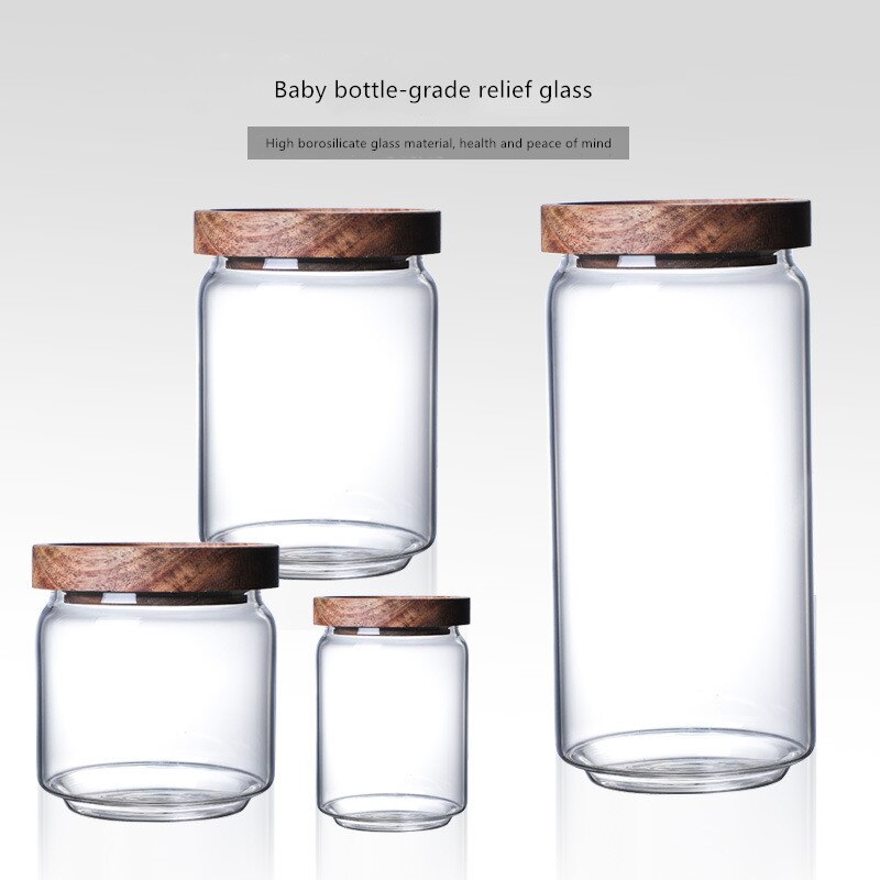 Borosilicate Transparent Lead-Free Glass Sealed Can Storage Tank Grains Storage Jar Cork Tea coffee Containers