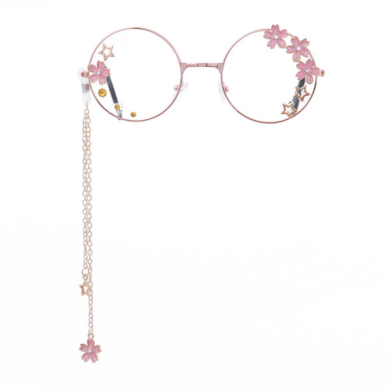 Elbru sød sakura vedhæng optiske briller stel kvinder piger runde retro briller cosplay indretning briller glas oculos de gafas