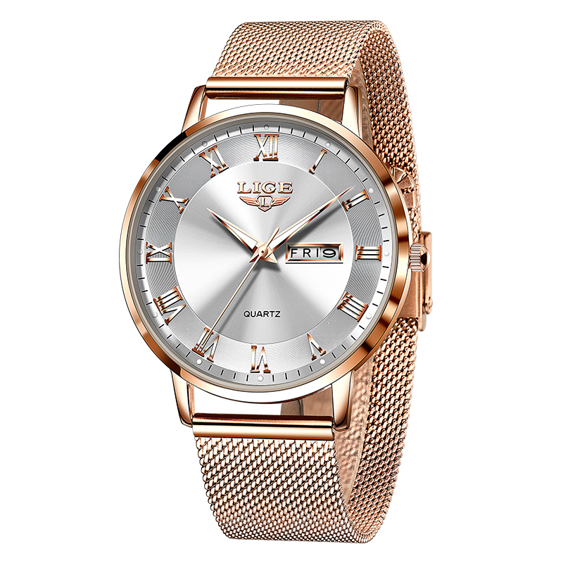 LUIK Top Merken Luxe Horloges Voor Mannen Casual Quartz Horloges Waterdicht Lichtgevende Datum Week Heren Horloge Reloj Hombre: Roze