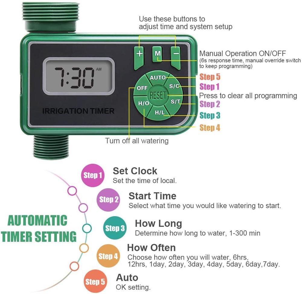 Intelligent LED display water timer irrigation controller mechanical watering outdoor waterproof automatic sprinkler timer