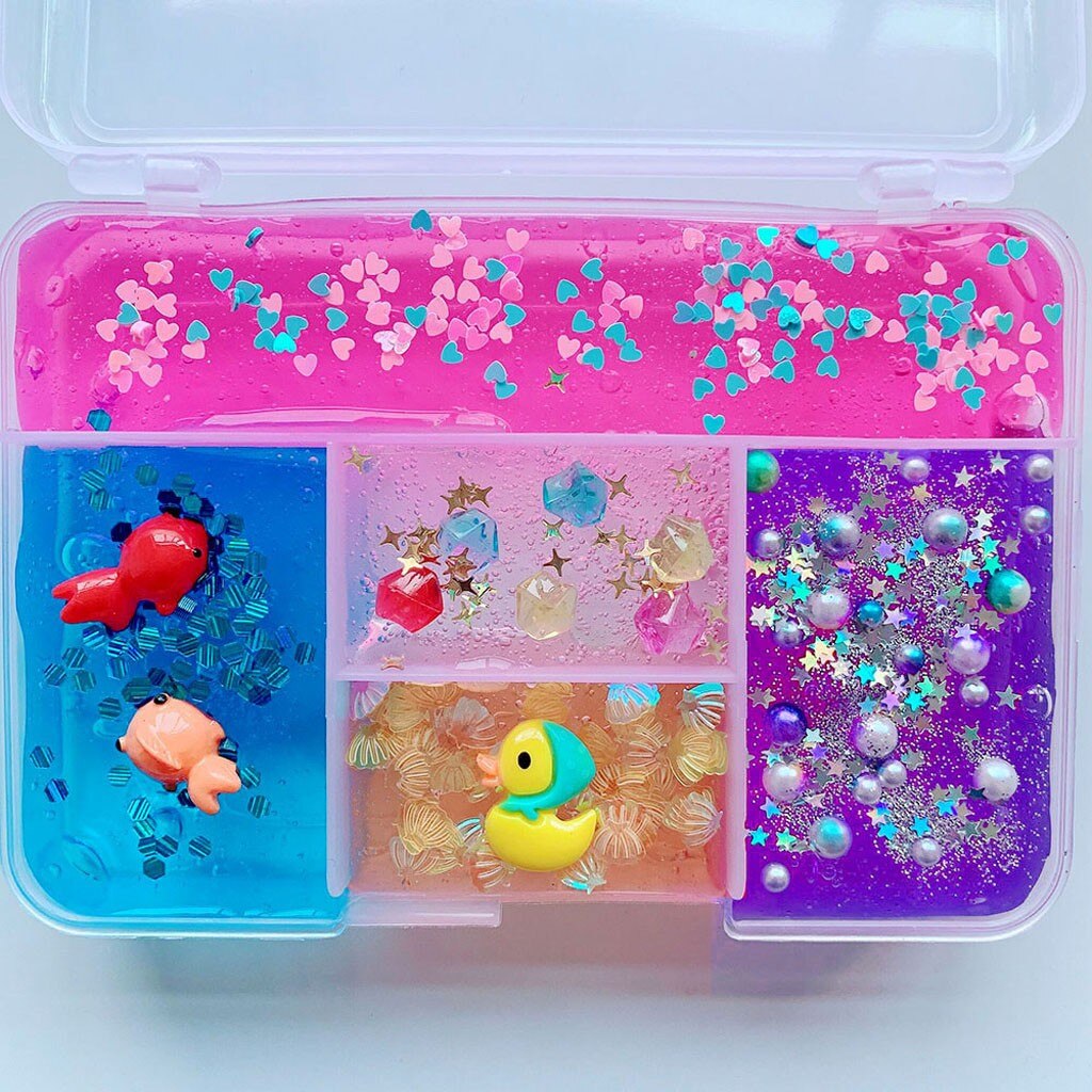 Diy Charms Slime Kit Kleur Modder Boxed Cherry Katoen Klei Leuke Elasticiteit Plasticine Blue Crystal Klei Stress Relief Speelgoed Kid: Multicolor