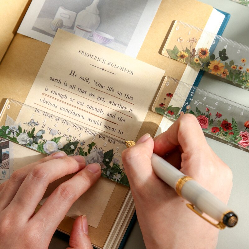 15 Cm Daisy Rose Ruler Multifunction DIY Drawing Tools Student Flower Rulers Double-duty School Office Supplies Stationery