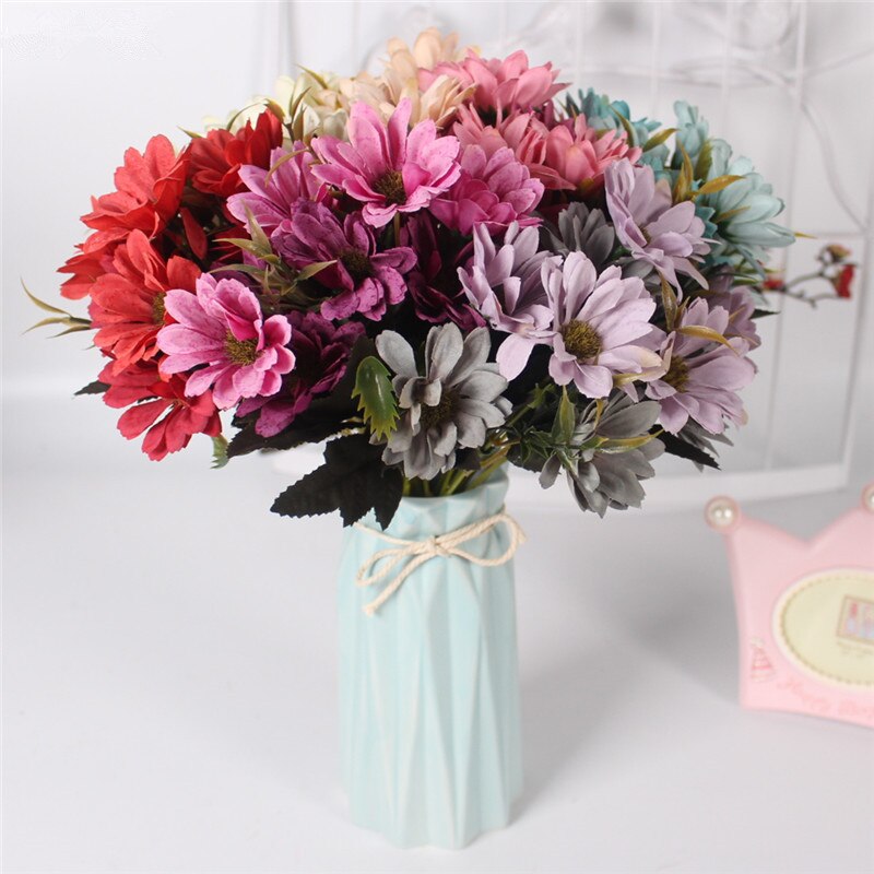 Zijden 5 vork kleine madeliefjesbloem europese stijl herfst 7 kleuren simulatie kunstbloemboeket huwelijksdecoratie thuiskantoor