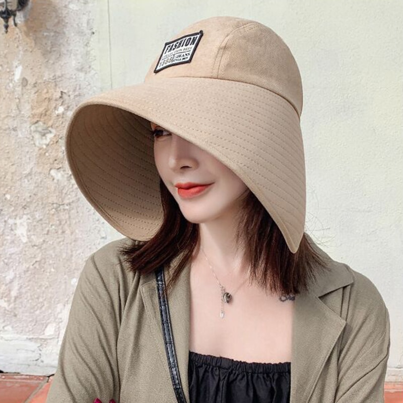 Sombrero de Sol de ala ancha anti-UV para mujer, visera de cara completa para vacaciones de verano, sombrero de cubo plegable de Panamá, sombrero de sol de playa coreano de ala grande,