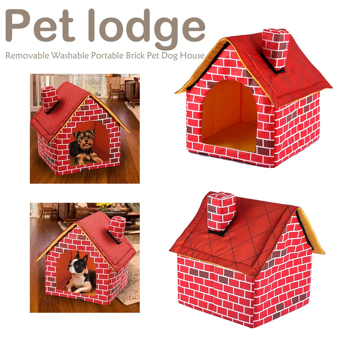 Casa de perro portátil de ladrillo rojo, cálida y acogedora cama para gatos para perros pequeños y medianos, productos para cama de Mascota