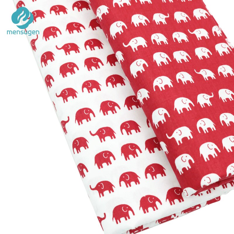 Mensugen 50cm*160cm 100% Cotton Cartoon Elephant Fabric for Quliting Baby Cribs Cushions Blanket Pillows Sewing Material