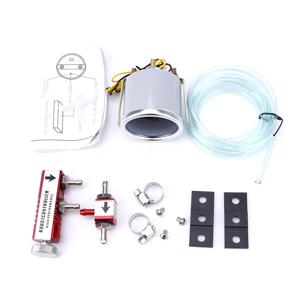 CNSPEED 2" 52mm Turbo Adjustable PSI Pulse Meter + Turbo Pulse Controller Kit 1- 30 PSI IN-CABLE Meter Metric YC101226: red