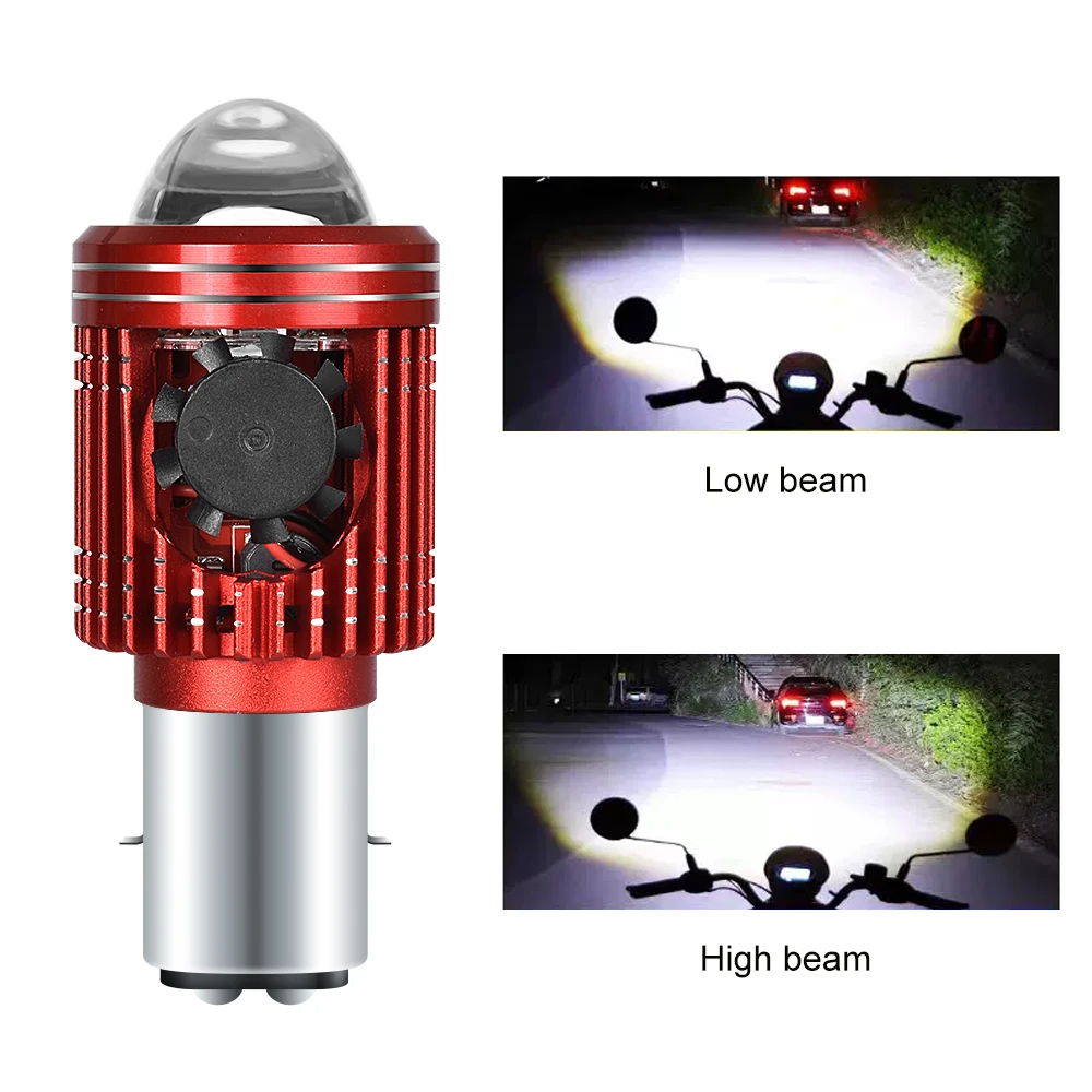 Bombilla para faro de motocicleta, 10000LM, H4/H6, 12V, focos LED para Moto, lente CSP, lámpara Hi Lo blanca y amarilla, accesorios para patinete, luces antiniebla: Gris oscuro