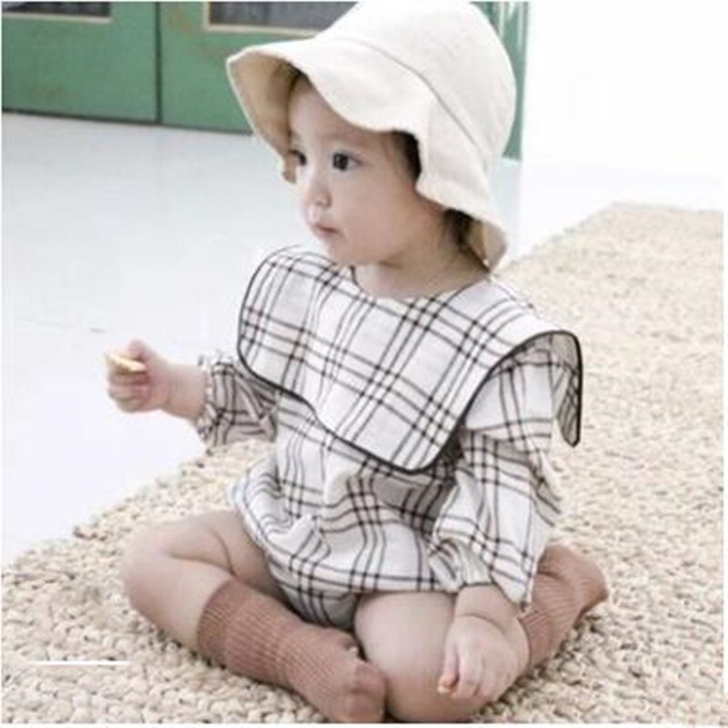 Baby Jungen Overall Neugeborenen Plaid Langarm Baby-spielanzug Mit Hut Baumwolle Infant Onesie Baby Kleidung Für Jungen Mädchen overalls