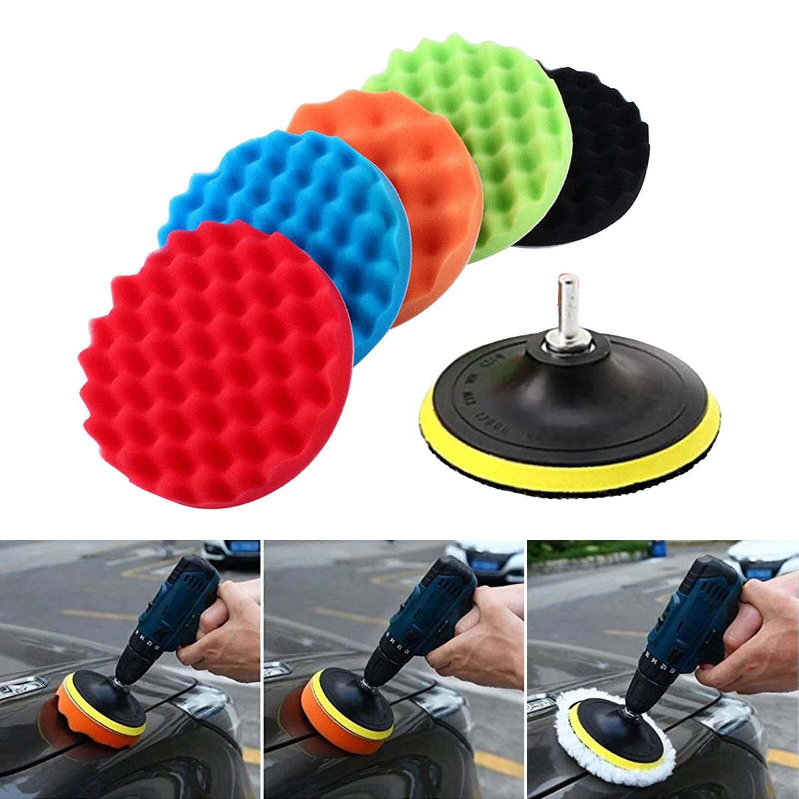 Boat Car Waxing Polishing Buffing Pads Kit Car Polisher Removes Scratches