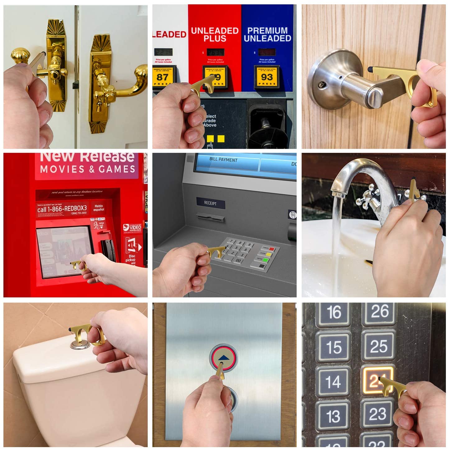 Outil d'ouverture de porte sans contact ouvre-porte mains libres outil de porte-clés sans contact pour poignées bouttonstouchscreen décapsuleur