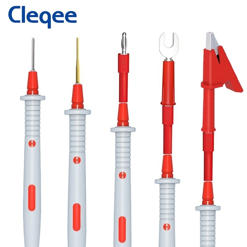 Cleqee P1503E Multimeter Test Leads Kits with Replaceable Needle Probes Alligator Clip 4mm Banana Plug PVC Cable 1000V