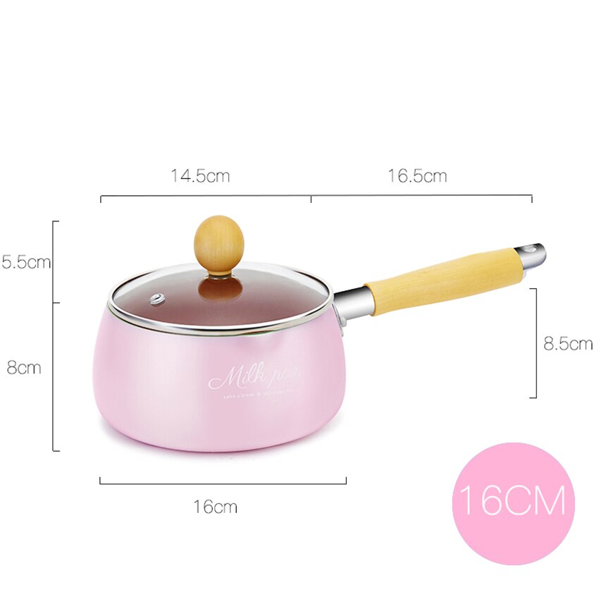 Kleine Melk Pot Met Deksel Kleine Melk Pan Spill-Proof Leuke Non-stick Kleine Pot Voor Mini Huishoudelijke instant Noedels: 16CM PINK