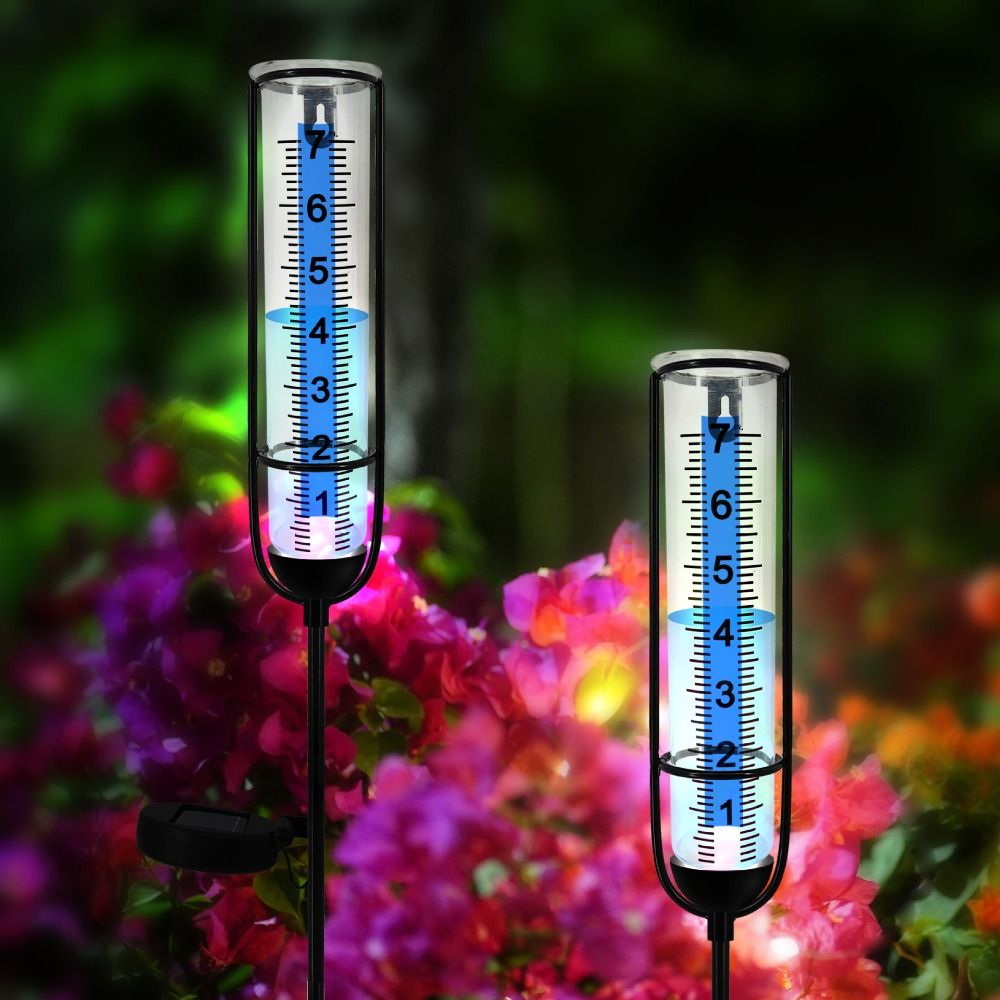 Durable Solar Rain Measure Gauge Large Clear Numbers Freeze-Proof Rain Meter Transparent Plastic Outdoor Rain Gauge Garden