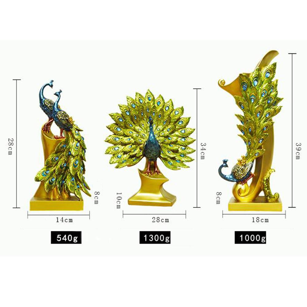 European Style Pair Peacock Home Decor Statue Decoration Hair Modern Living Room Ornaments