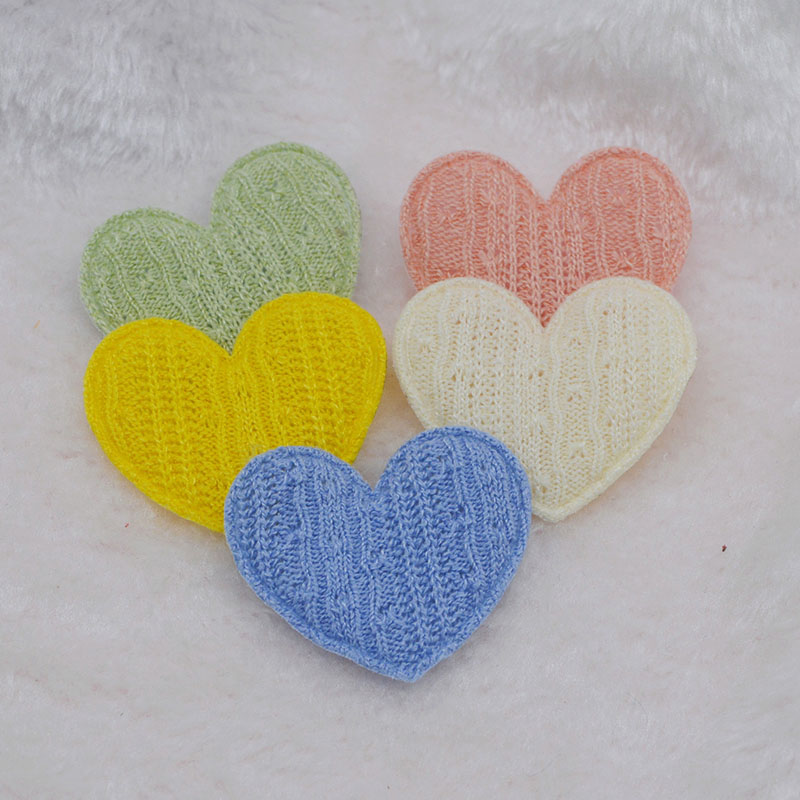 40Pcs/LOT 4.8*4.2CM Crochet Heart Padded Appliques For DIY Handmade Children Hair Clip Accessories Patches: Copper