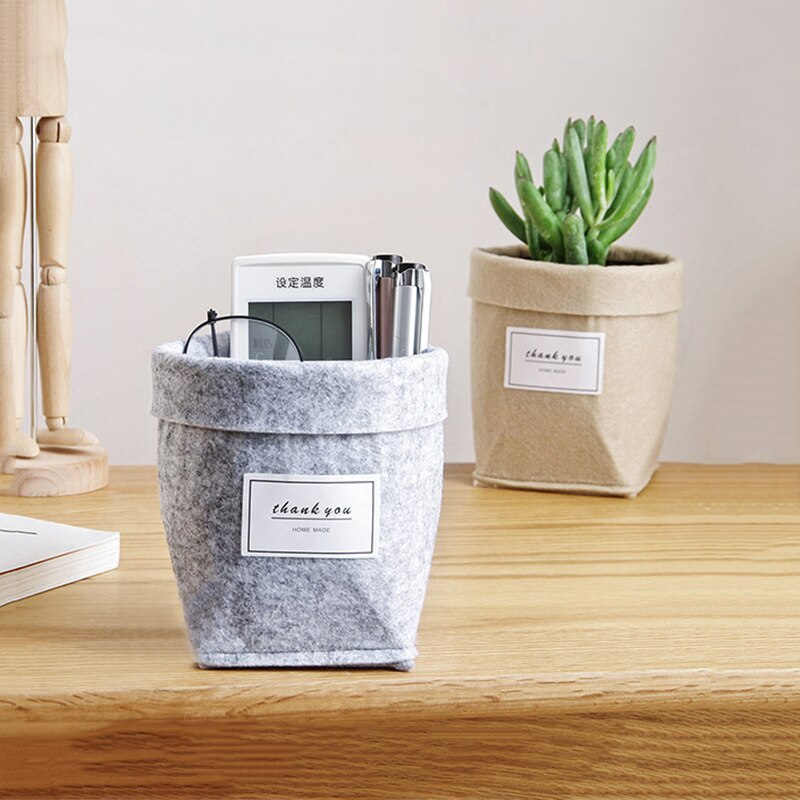 Neue Buchstaben Druck Filz Blume Töpfe Hause Schreibtisch Blumentopf für Blume/GrüNe Pflanze Licht Grau/khaki