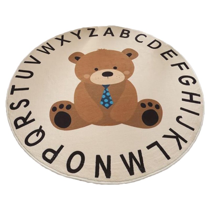 Tapis de jeu rond imprimé Animal de dessin animé pour bébé, tapis de sol pour chambre d'enfants