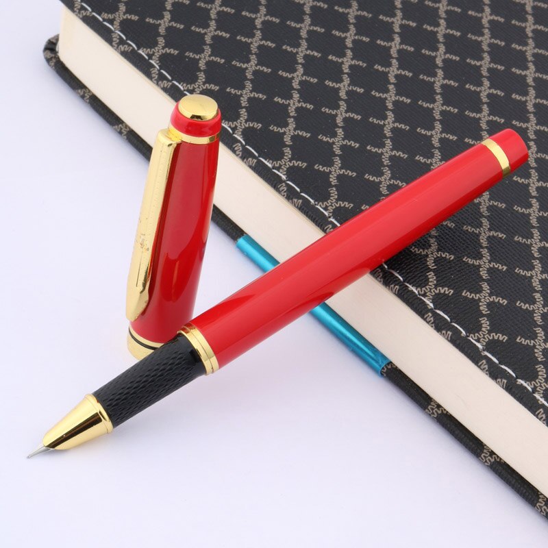 Stylo-plume en forme de plume, noir, rouge, blanc, doré, écriture scolaire,: Rouge