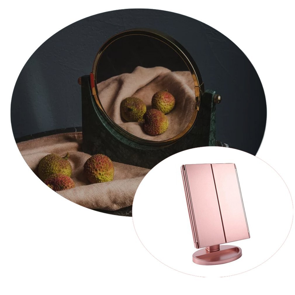 LED Make Up Mirror Illuminated Make Up Mirror Cosmetic Light Stand 3-folding Mirror 22 Light-emitting Makeup Mirror