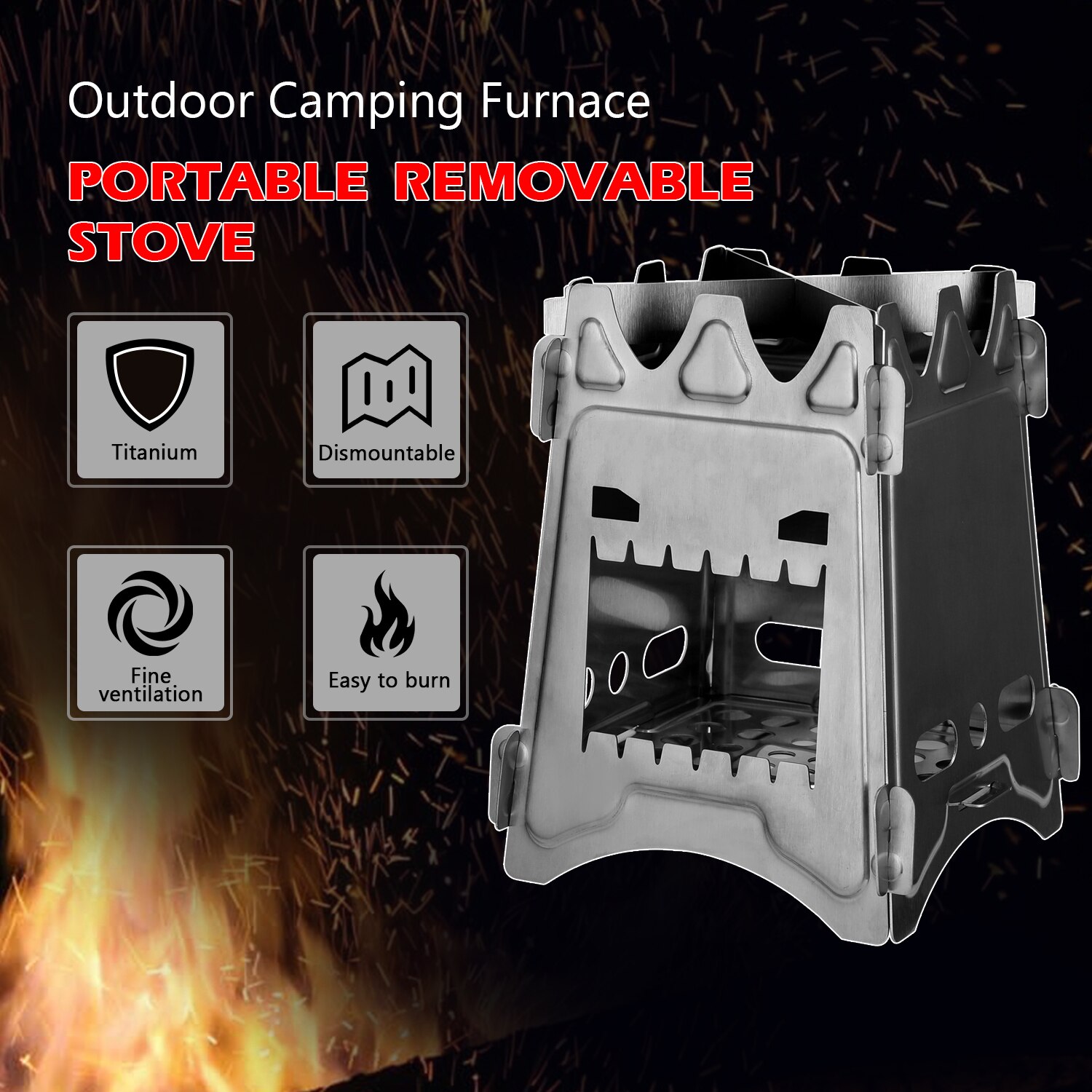 Draagbare Camping Titanium Kachel Hout Kachel Outdoor Oven Picknick Ultralight Opvouwbare Koken Afneembare Kachels Camping Apparatuur