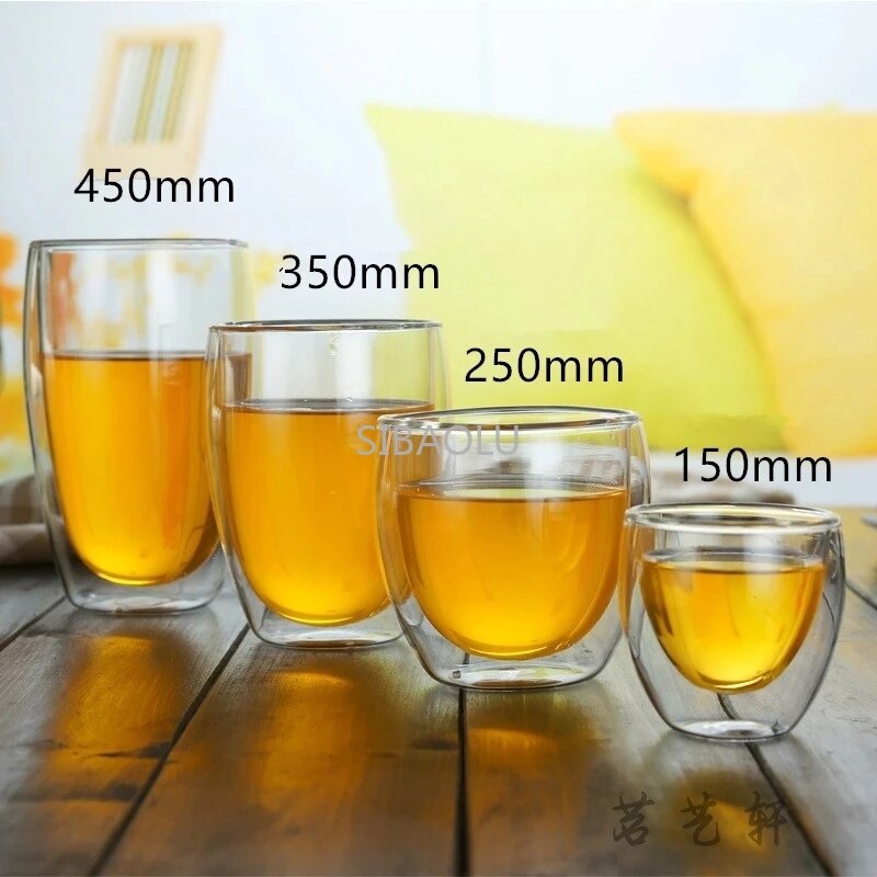 Tasse en verre à Double paroi, 1-6 pièces, résistante à la chaleur, transparente, pour le café, le thé, l'eau,