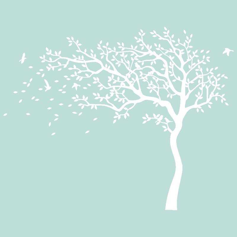 Grand arbre blanc oiseaux Vintage Stickers muraux amovible pépinière murale Stickers muraux pour enfants salon décoration décor à la maison