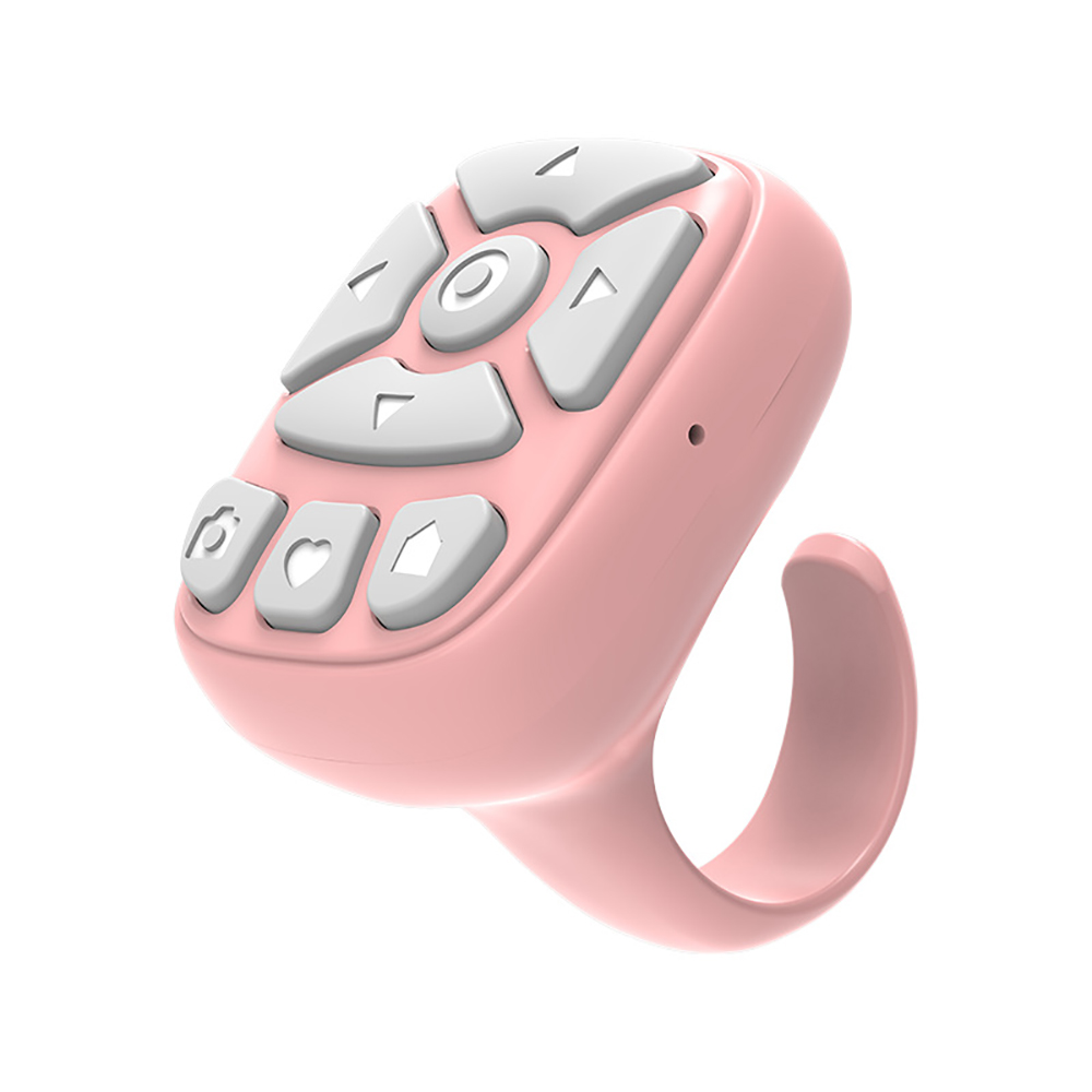 Anneau de télécommande sans fil compatible Bluetooth, pour téléphone portable iPhone, contrôleur de bâton de Selfie pour le tournage de Page Tiktok: Rose