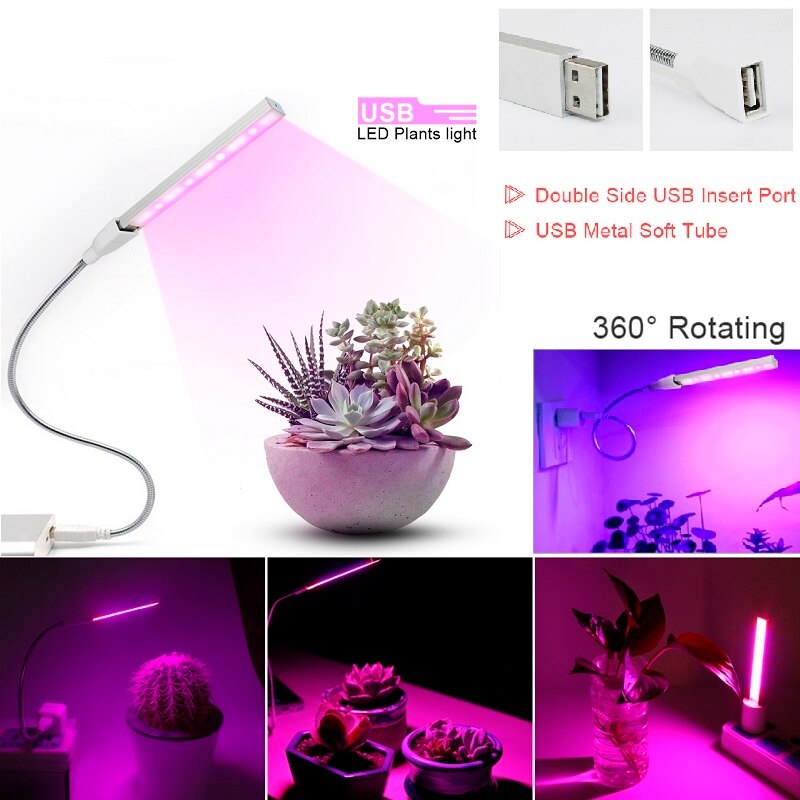 DC 5 V USB LED Plant Groeien Licht 3 W 5 W Volledige Spectrum Rood Blauw 360 Graden Flexibele Slang phyto Lamp Bloem Vegs Planten Groei Lamp