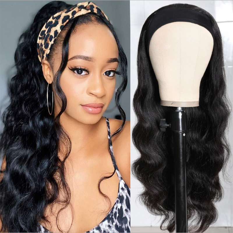 Smooth Black Body Wave Synthetic Wigs for Black Women High Temperature Fiber Hair Synthetic Lace Front Wig Daily Wig: Headband / 18inches