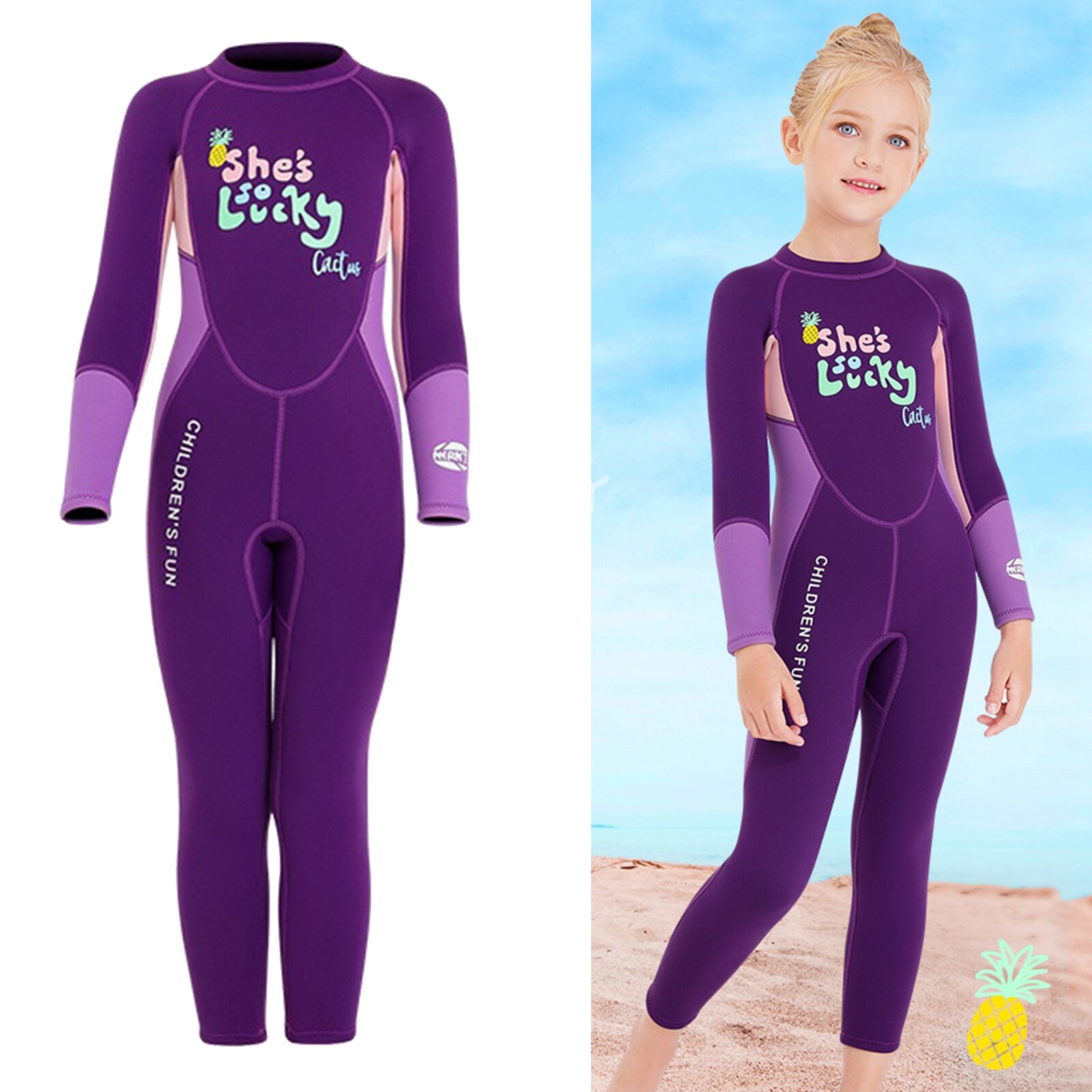Kids Wetsuit - Long Sleeve - Neoprene - Cartoon Pattern - Girls