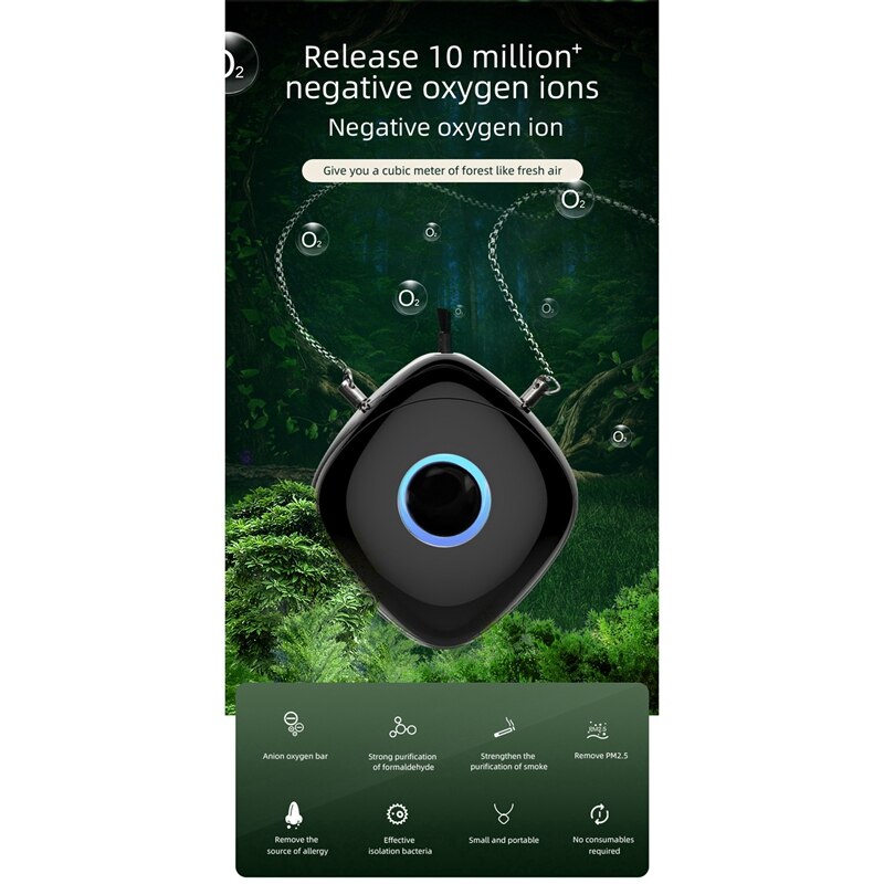 USB osobisty oczyszczacz powietrza naszyjnik wiszące przenośny jonizator z generator jonów ujemnych odświeżacz powietrza brak promieniowania