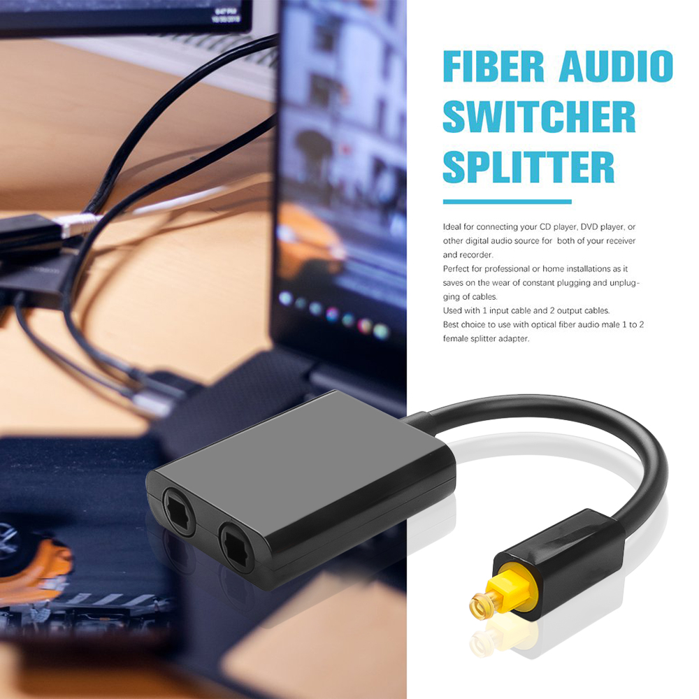 Toslink Splitter 1 in 2 Out Optisches Audio-Splitterkabel Digitales optisches Kabel SPDIF Optischer Audioverteiler für Multimedia