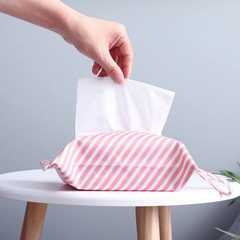 Portable Cotton and Linen Tissue Box Holder Towels Paper Hanging Home Decor Boxes Travel Pouch Paper Bag Cloth for Car Home