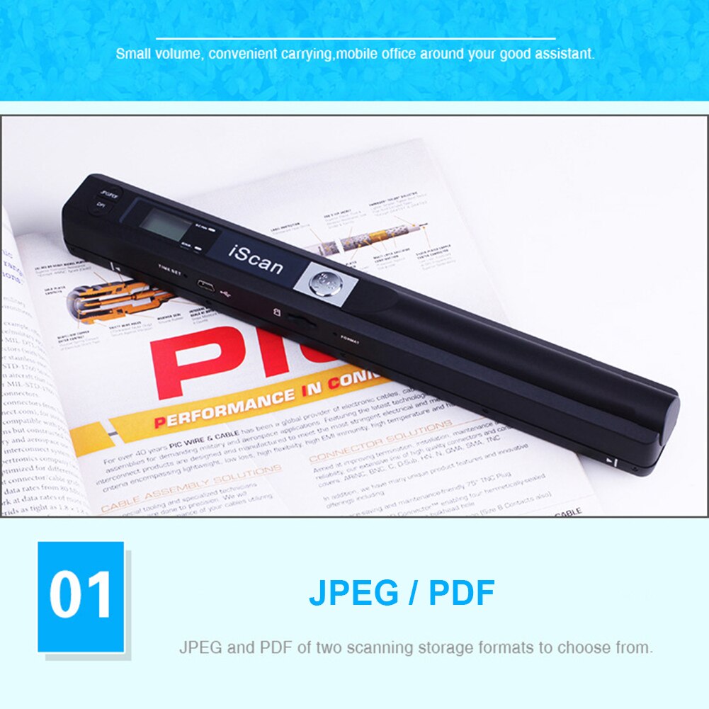 900DPI Portable Handheld Scanner Document Image A4 Pen Scanner USB2.0 Scaner With 32G Card Support JPG PDF Format