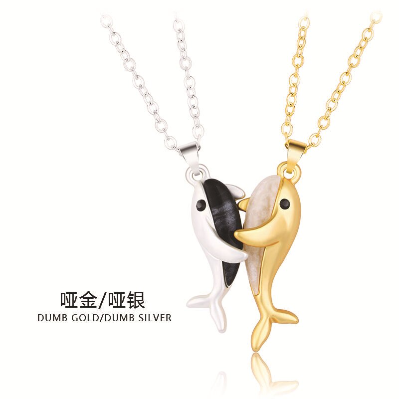 Fashion New Whale Love Couple Necklace un paio di collane in Magnetite per uomo e donna regali per san valentino: 03