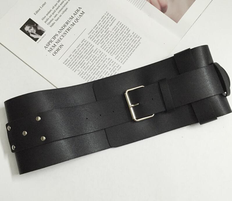 Cinturón Corset de de para mujer, cinturones de doble capa y cinturones anchos de pretina de color negro para mujer para accesorios de vestir: black