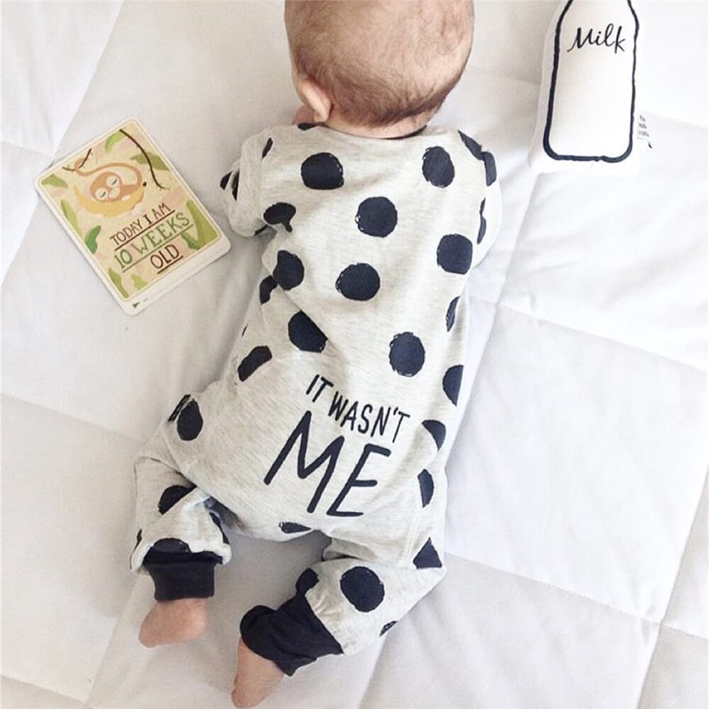 Baby Boys Girls Romper Infant Clothes Long Sleeve Letter IT WASN'T ME Jumpsuit Autumn Baby Clothing Toddler Outfits: 90cm